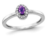 1/3 Carat (ctw) Cabochon Amethyst Ring in 14K White Gold